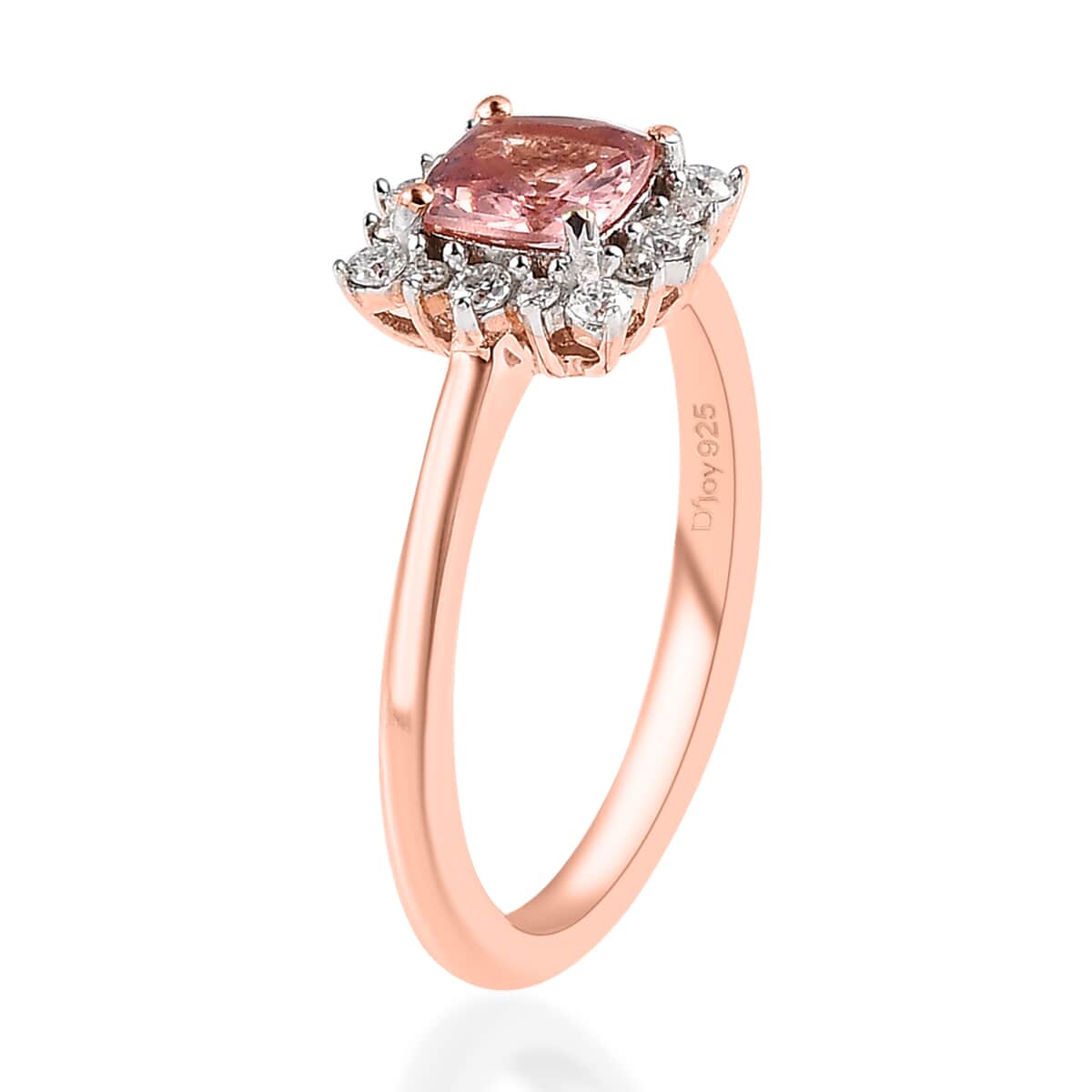 Red Apatite and Moissanite Halo Ring in Vermeil Rose Gold Over Sterling Silver 0.85 ctw image number 3