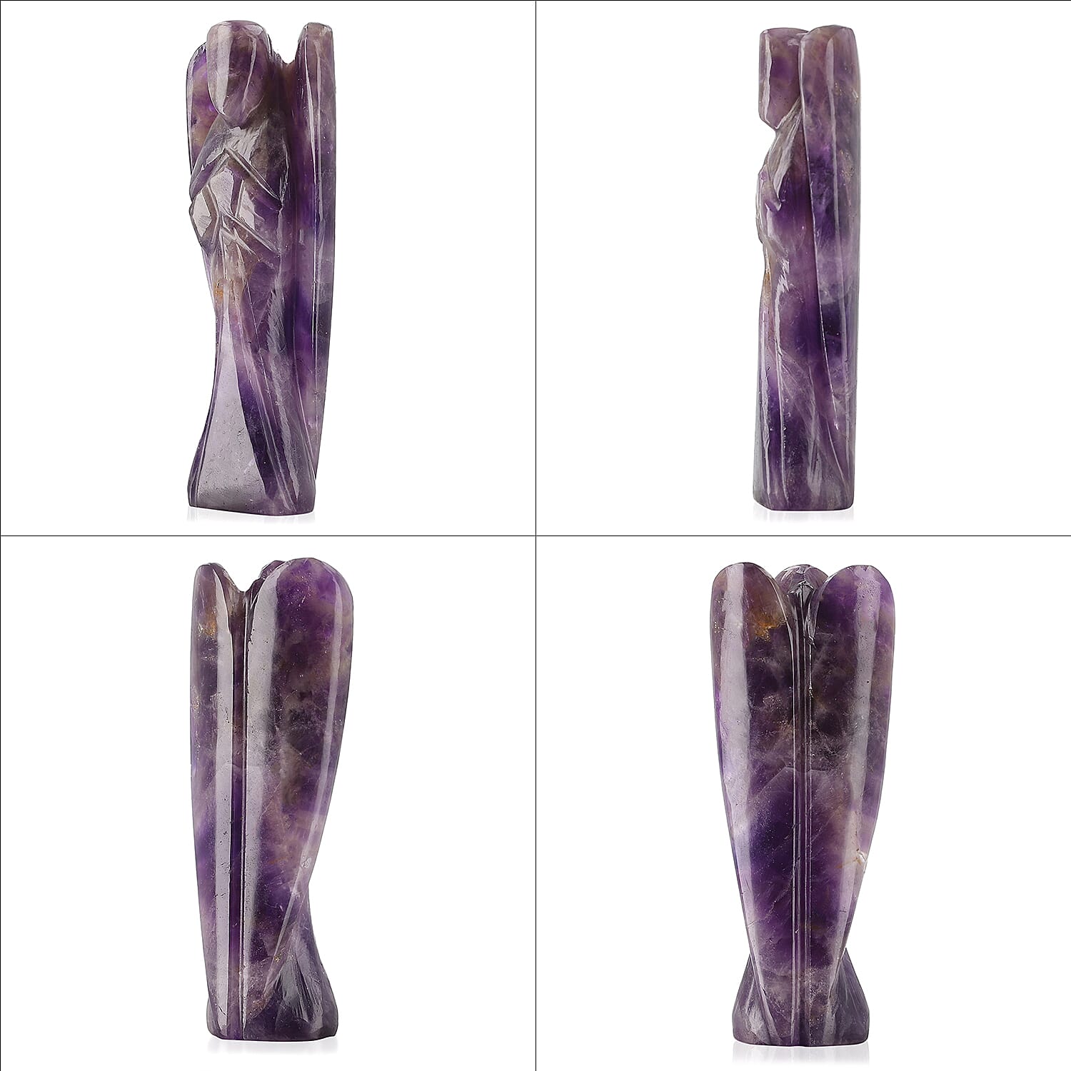 Hand Carved Amethyst Guardian Angel with Matching Beaded Stretch Bracelet