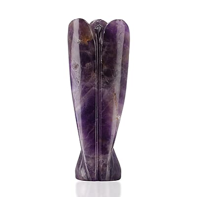 Hand Carved Amethyst Guardian Angel with Matching Beaded Stretch Bracelet