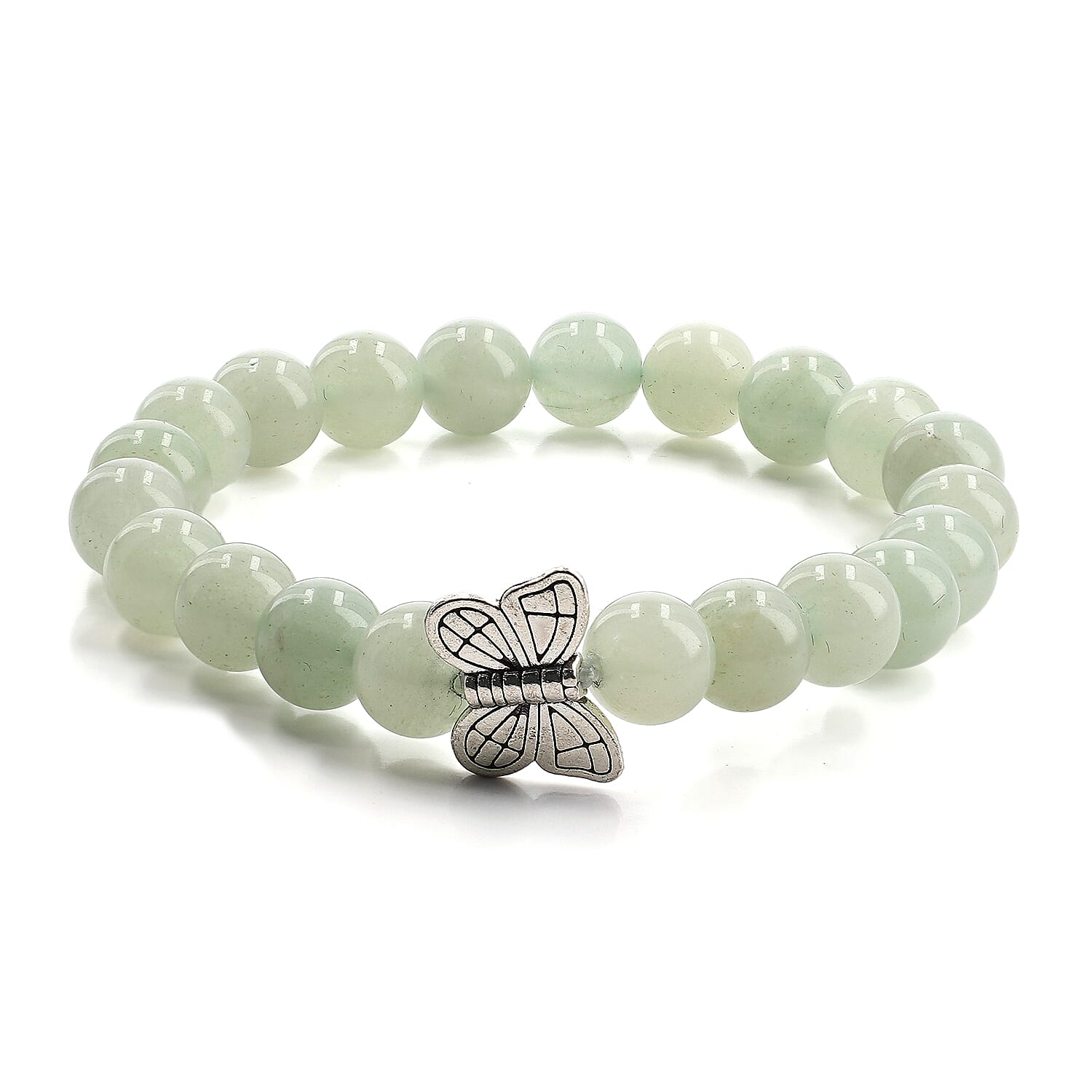 Hand Carved Green Aventurine Guardian Angel with Matching Beaded Stretch Bracelet