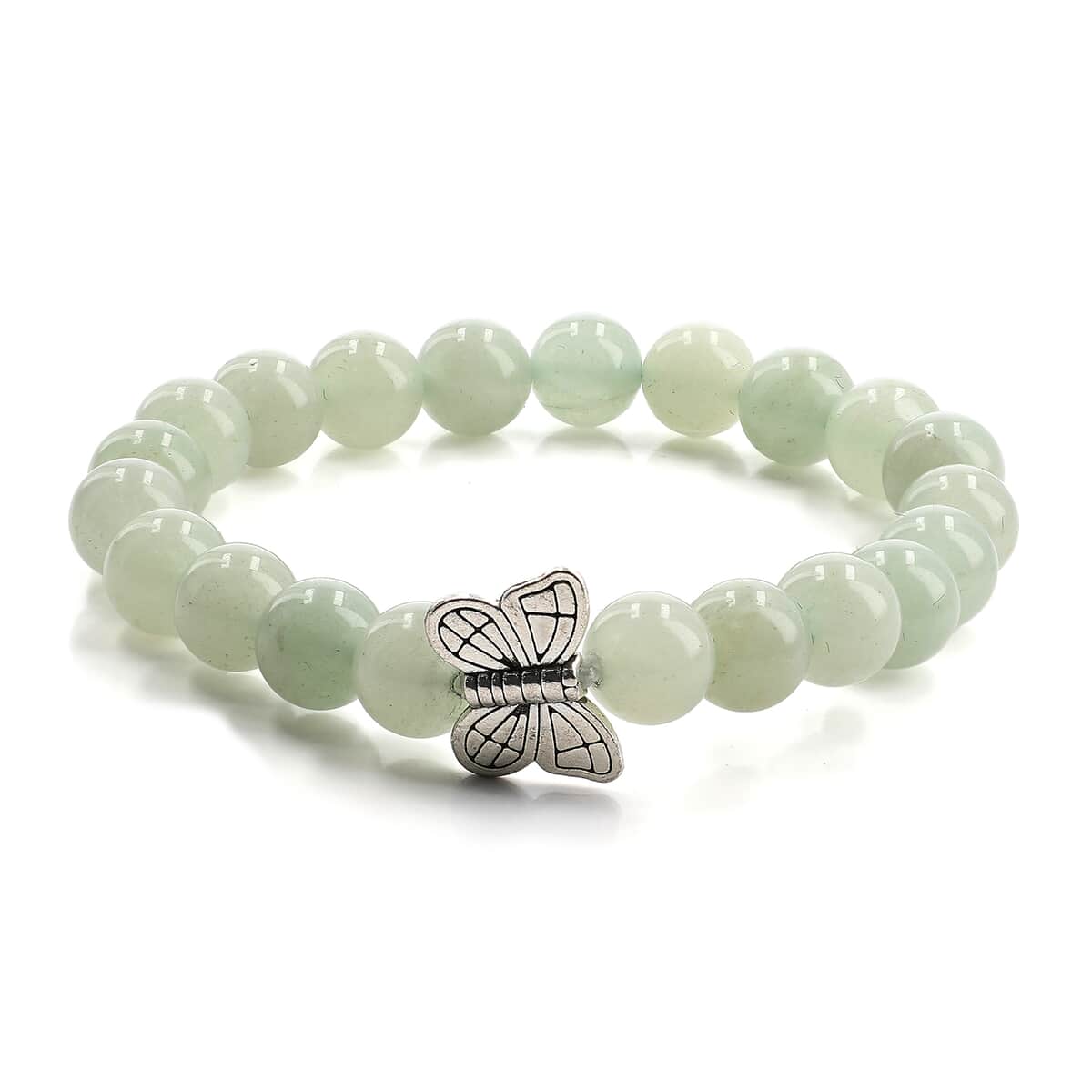 Hand Carved Green Aventurine Guardian Angel with Matching Beaded Stretch Bracelet image number 3