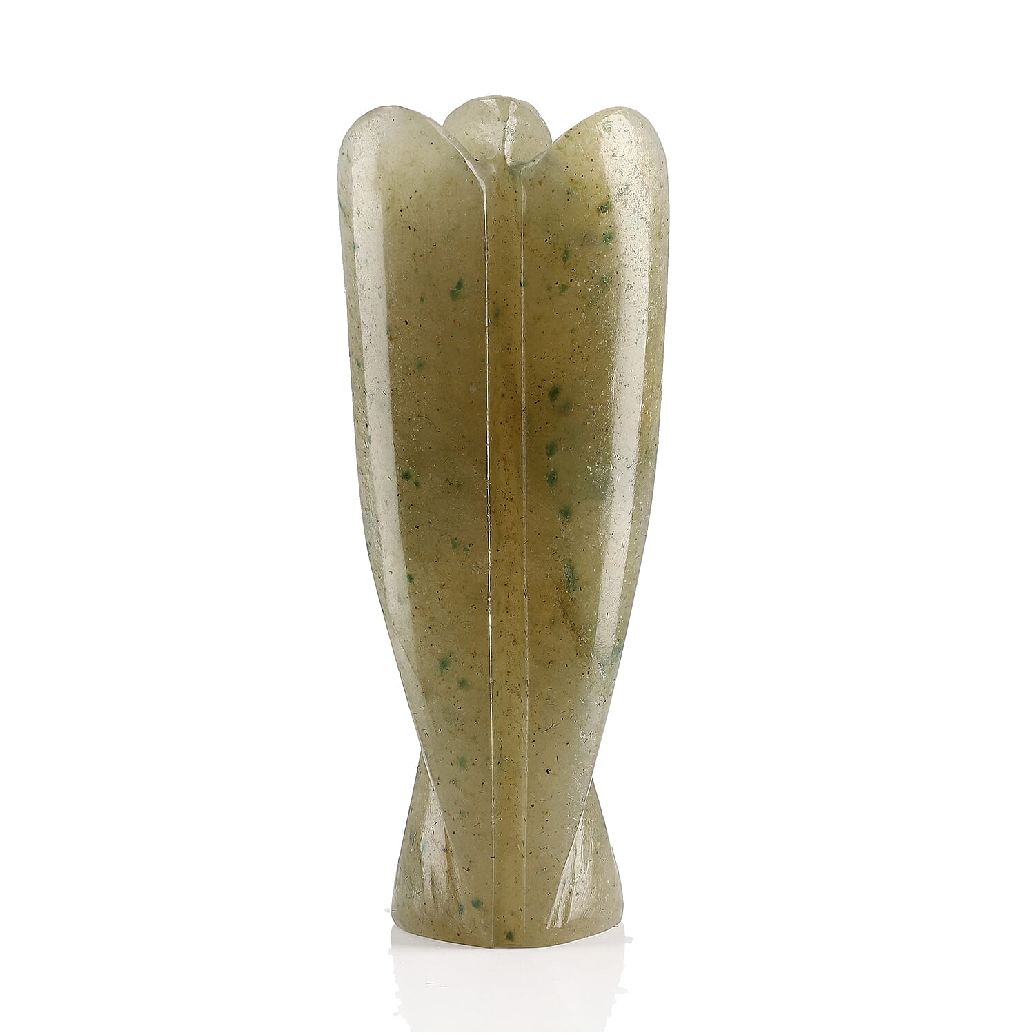 Hand Carved Green Aventurine Guardian Angel with Matching Beaded Stretch Bracelet