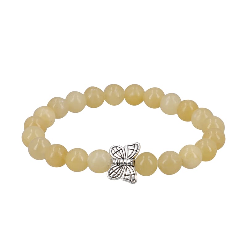 Hand Carved Ivory Aventurine Guardian Angel with Matching Beaded Stretch Bracelet