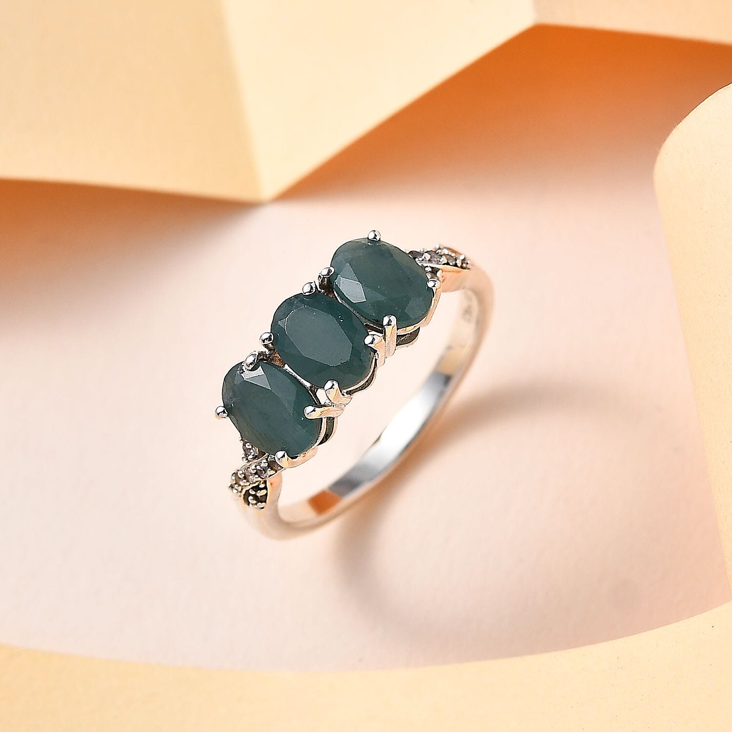 Premium Grandidierite and White Zircon Infinity Shank Ring in Platinum Over Sterling Silver (Size 10.0) 2.60 ctw