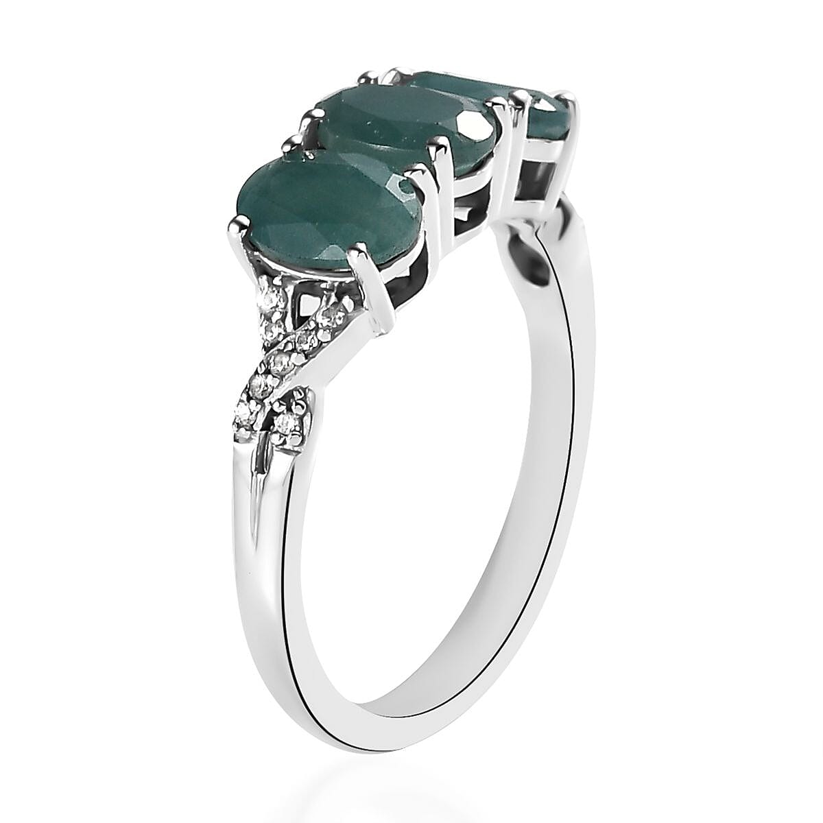 Premium Grandidierite and White Zircon Infinity Shank Ring in Platinum Over Sterling Silver (Size 10.0) 2.60 ctw