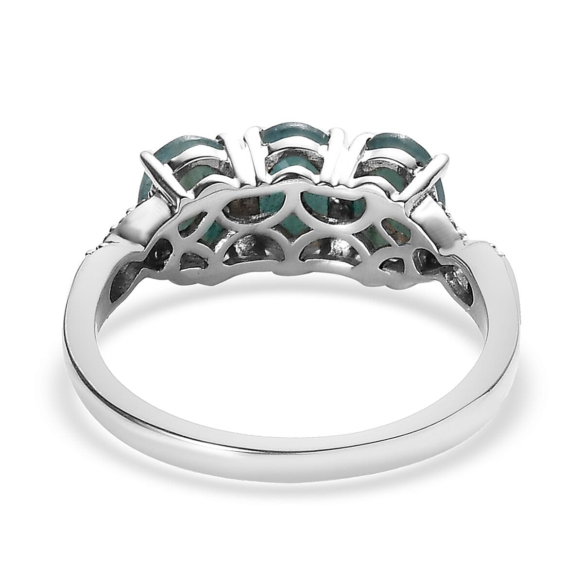 Premium Grandidierite and White Zircon Infinity Shank Ring in Platinum Over Sterling Silver (Size 10.0) 2.60 ctw