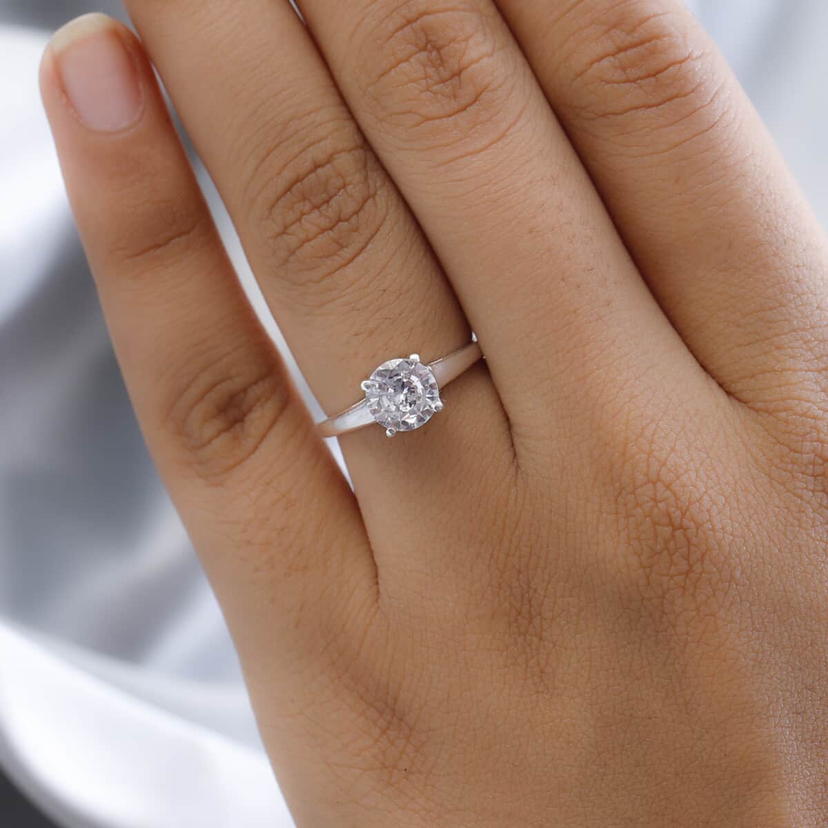 Simulated Diamond Solitaire Ring in Sterling Silver (Size 7.0) 2.10 ctw image number 1