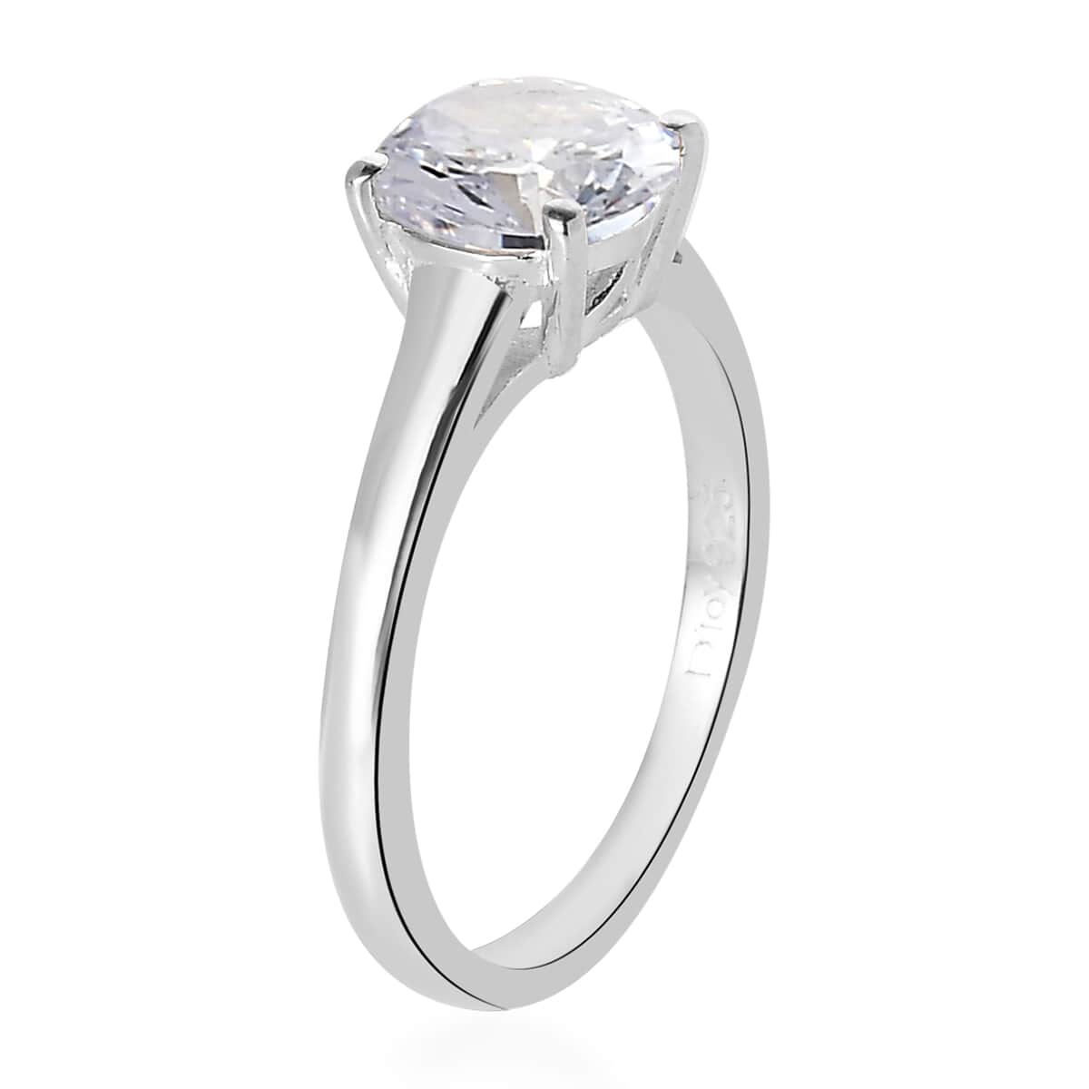 Simulated Diamond Solitaire Ring in Sterling Silver (Size 7.0) 2.10 ctw image number 2