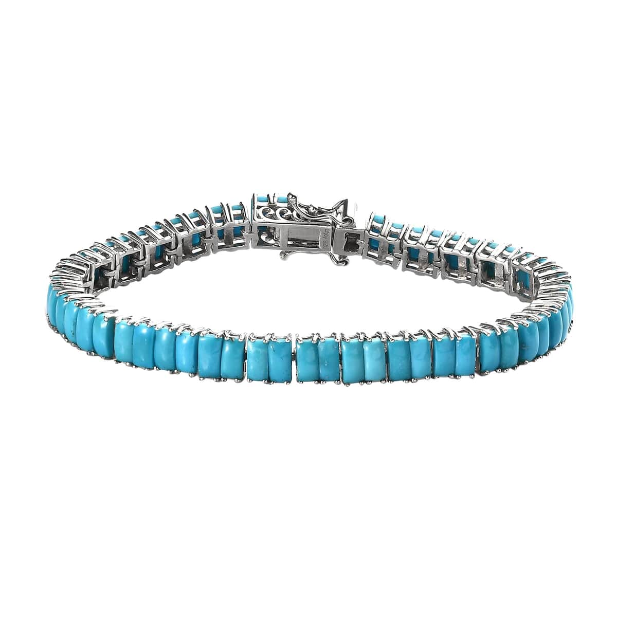 Premium Sleeping Beauty Turquoise Tennis Bracelet in Platinum Over Sterling Silver (8.00 In) 19.25 ctw image number 0