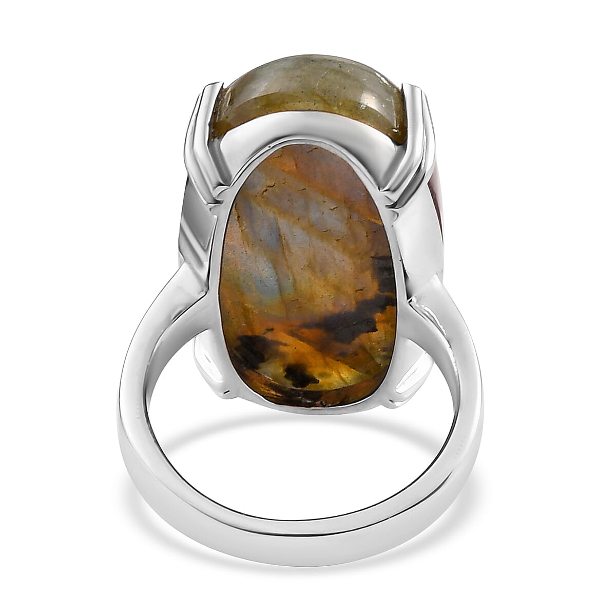 Malagasy Labradorite Solitaire Ring in Stainless Steel (Size 10.0) 29.65 ctw image number 4