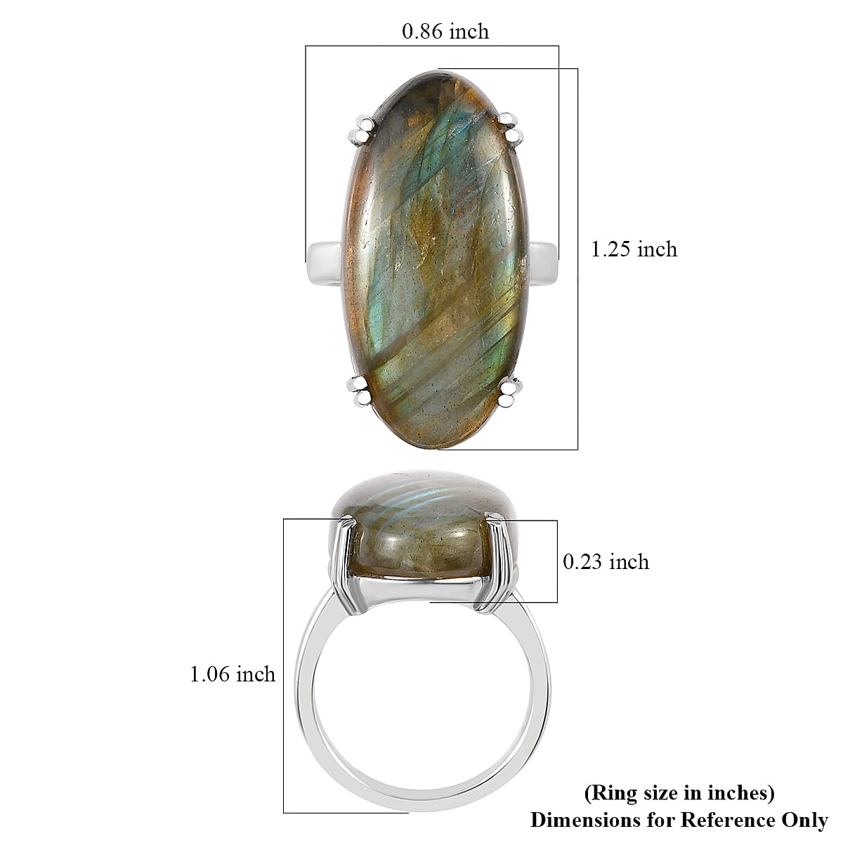Malagasy Labradorite Solitaire Ring in Stainless Steel (Size 10.0) 29.65 ctw image number 5