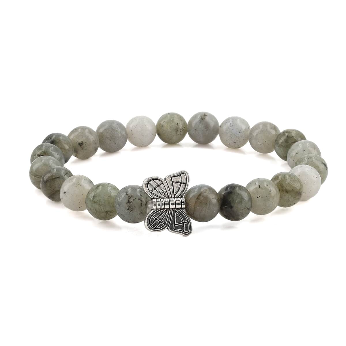 Hand Carved Labradorite Guardian Angel with Matching Beaded Stretch Bracelet image number 5