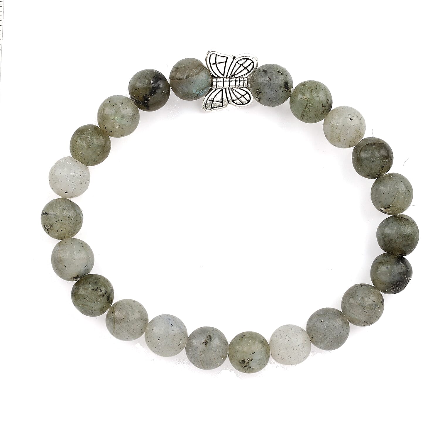 Hand Carved Labradorite Guardian Angel with Matching Beaded Stretch Bracelet
