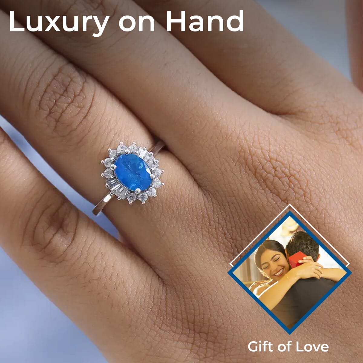 Malgache Neon Apatite and White Zircon Halo Ring in Platinum Over Sterling Silver 1.75 ctw image number 2