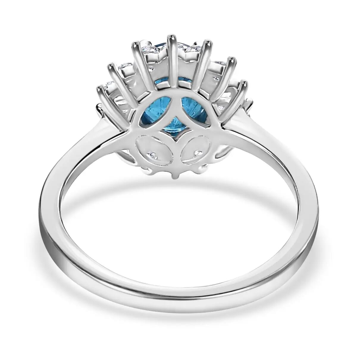 Malgache Neon Apatite and White Zircon Halo Ring in Platinum Over Sterling Silver 1.75 ctw image number 4