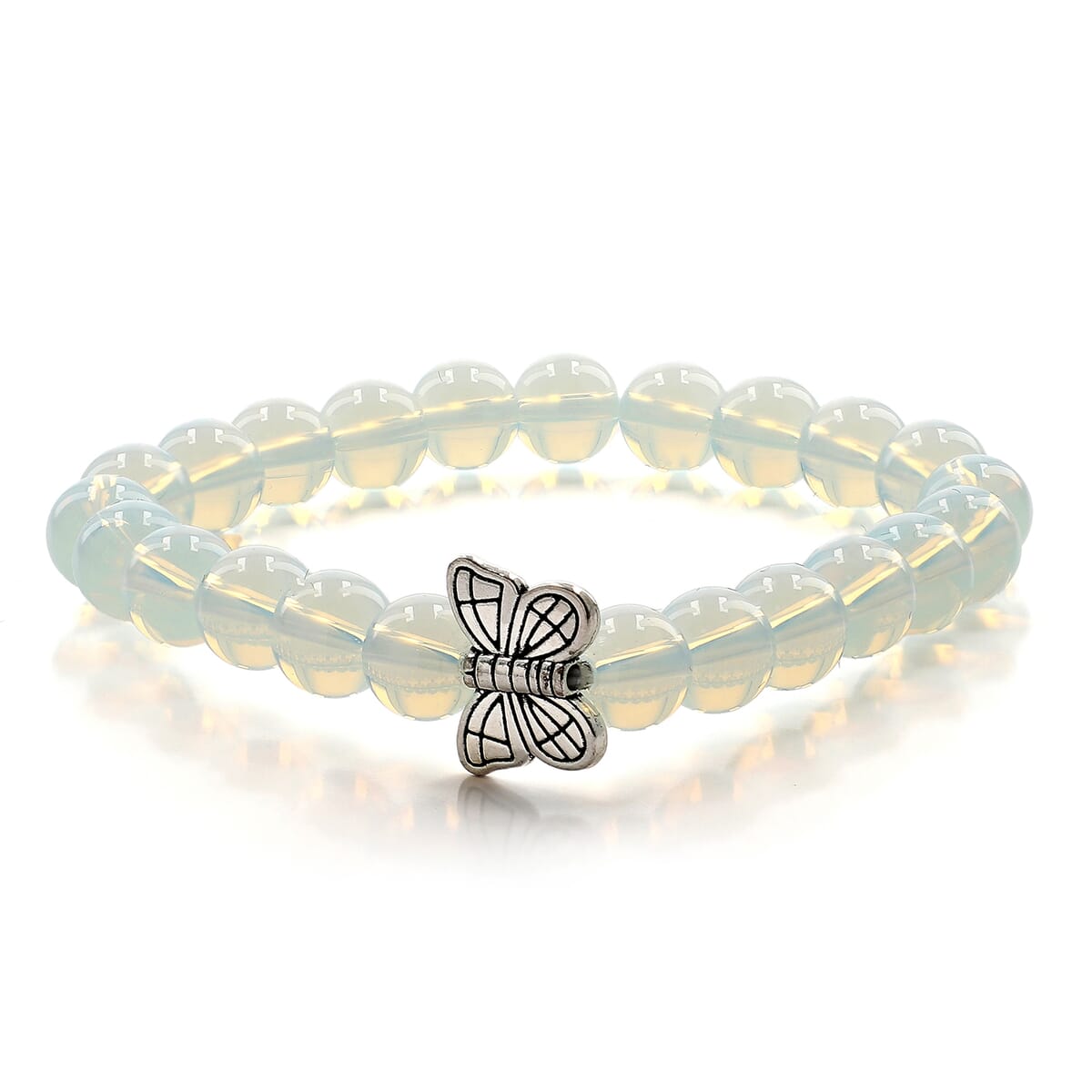 Hand Carved Opalite Guardian Angel with Matching Beaded Stretch Bracelet image number 3