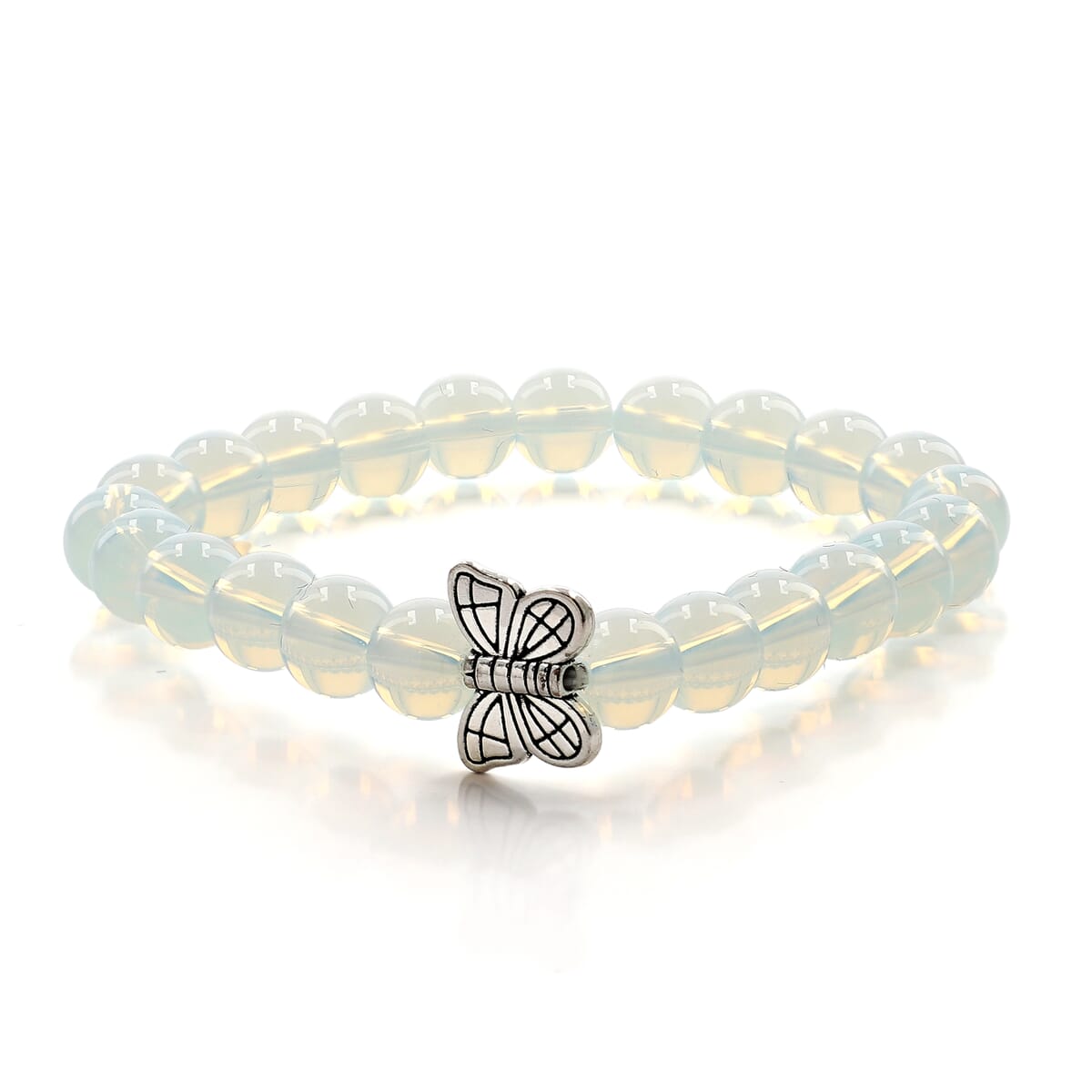 Hand Carved Opalite Guardian Angel with Matching Beaded Stretch Bracelet image number 5