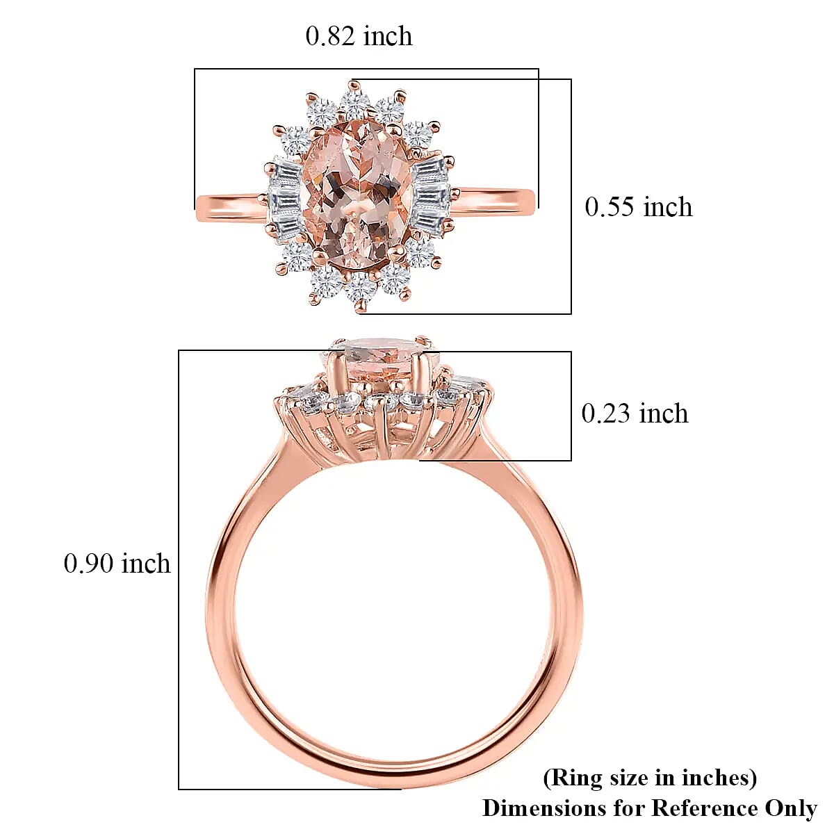 Premium Marropino Morganite Ring , Morganite Halo Ring ,White Zircon Accent Ring , Vermeil Rose Gold Over Sterling Silver Ring 1.50 ctw image number 6