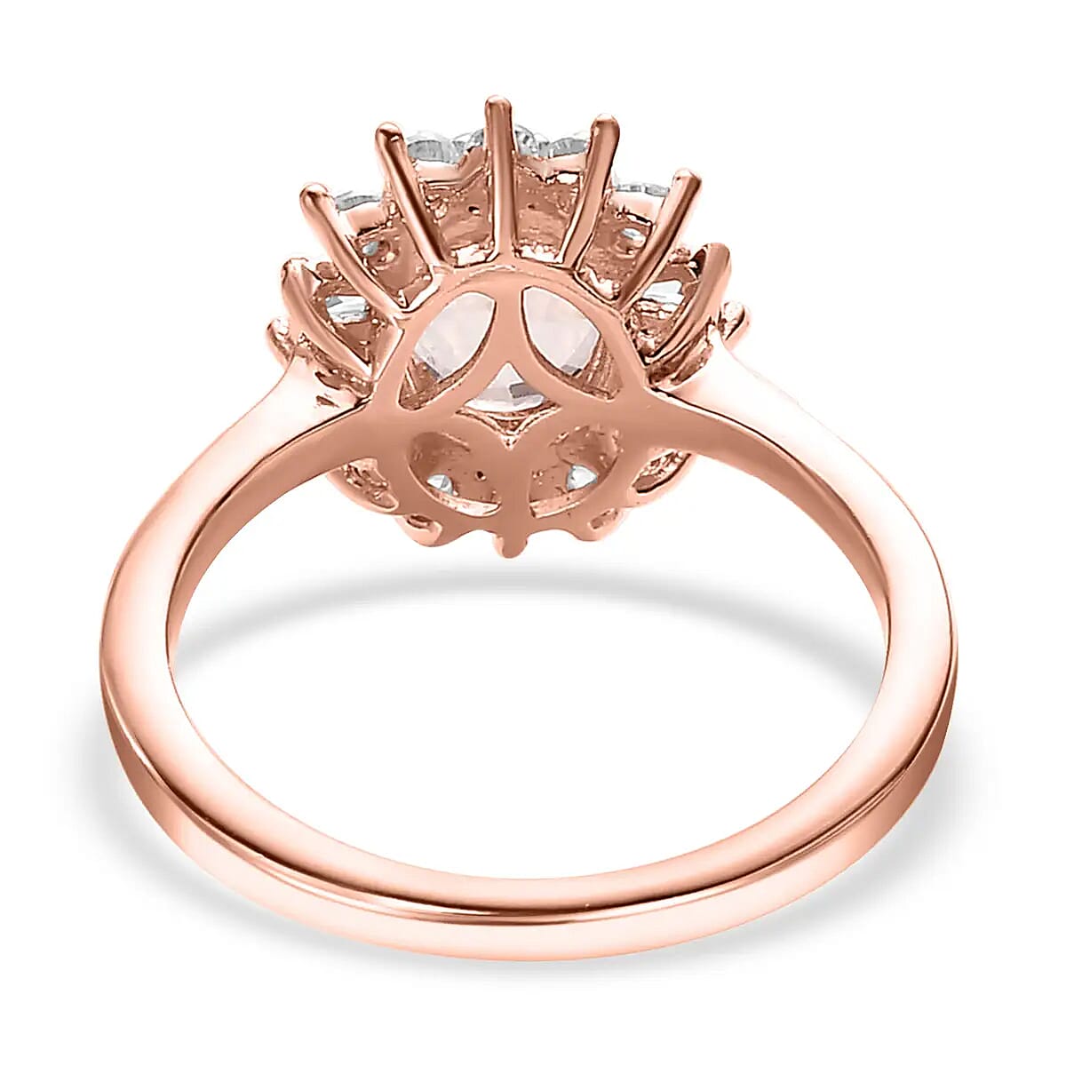 Premium Marropino Morganite Ring , Morganite Halo Ring ,White Zircon Accent Ring , Vermeil Rose Gold Over Sterling Silver Ring 1.50 ctw (Size 8.00) image number 4