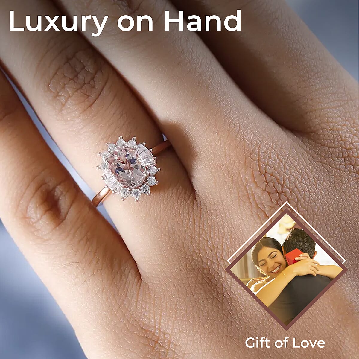 Premium Marropino Morganite Ring, Morganite Halo Ring, White Zircon Accent Ring, Vermeil Rose Gold Over Sterling Silver Ring 1.50 ctw image number 2