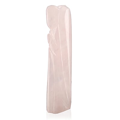 Hand Carved Rose Quartz Guardian Angel with Matching Beaded Stretch Bracelet