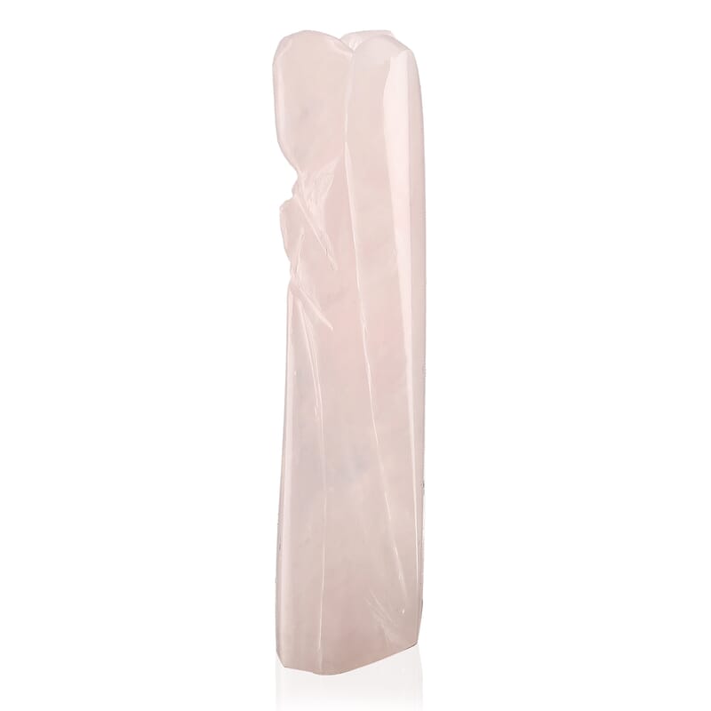 Hand Carved Rose Quartz Guardian Angel with Matching Beaded Stretch Bracelet