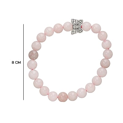 Hand Carved Rose Quartz Guardian Angel with Matching Beaded Stretch Bracelet