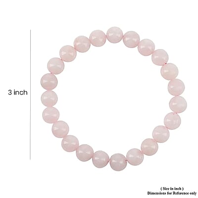 Hand Carved Rose Quartz Guardian Angel with Matching Beaded Stretch Bracelet