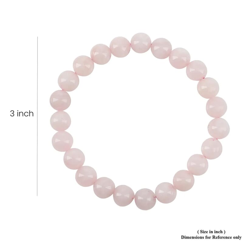 Hand Carved Rose Quartz Guardian Angel with Matching Beaded Stretch Bracelet