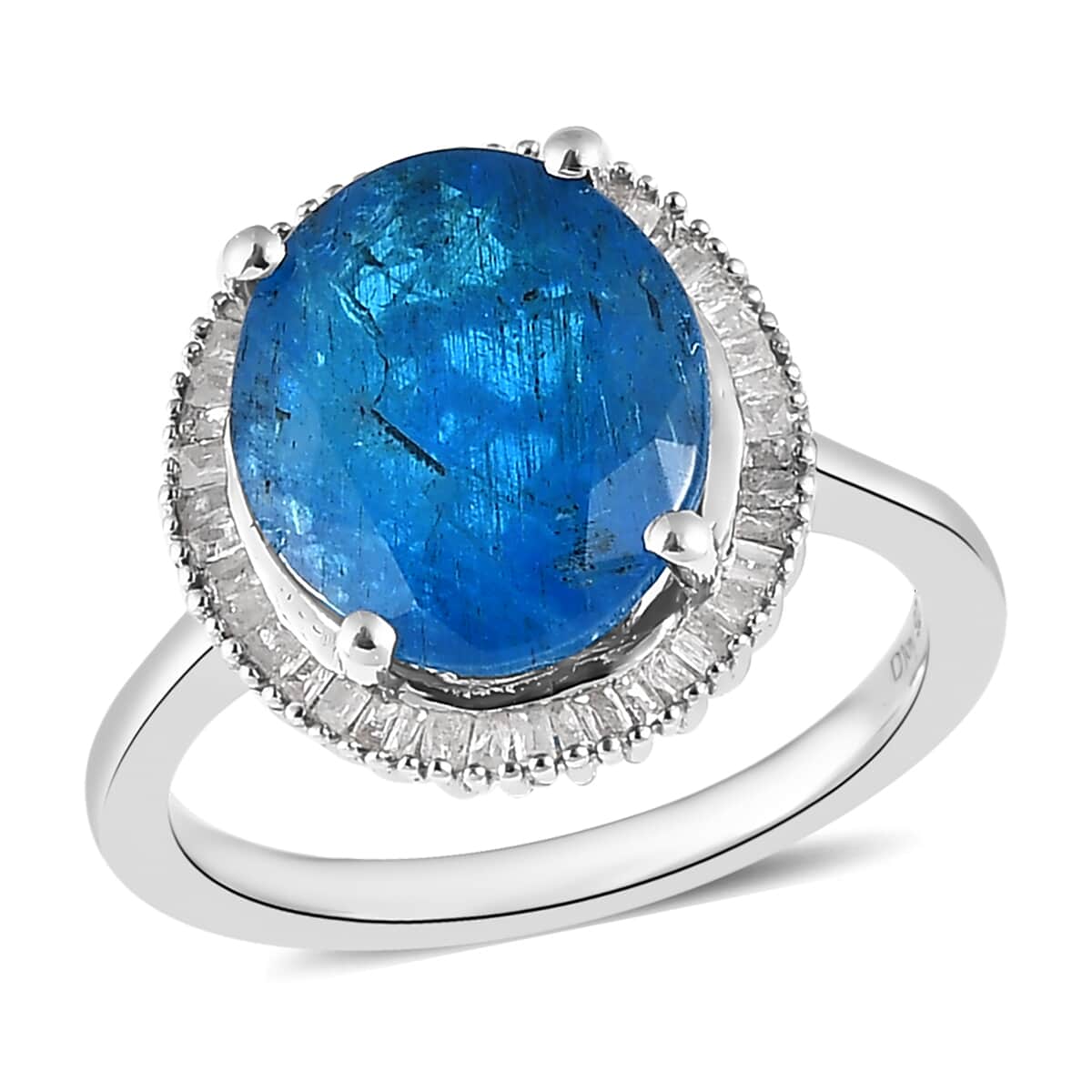 Malgache Neon Apatite and Diamond Ring in Platinum Over Sterling Silver 5.40 ctw image number 0