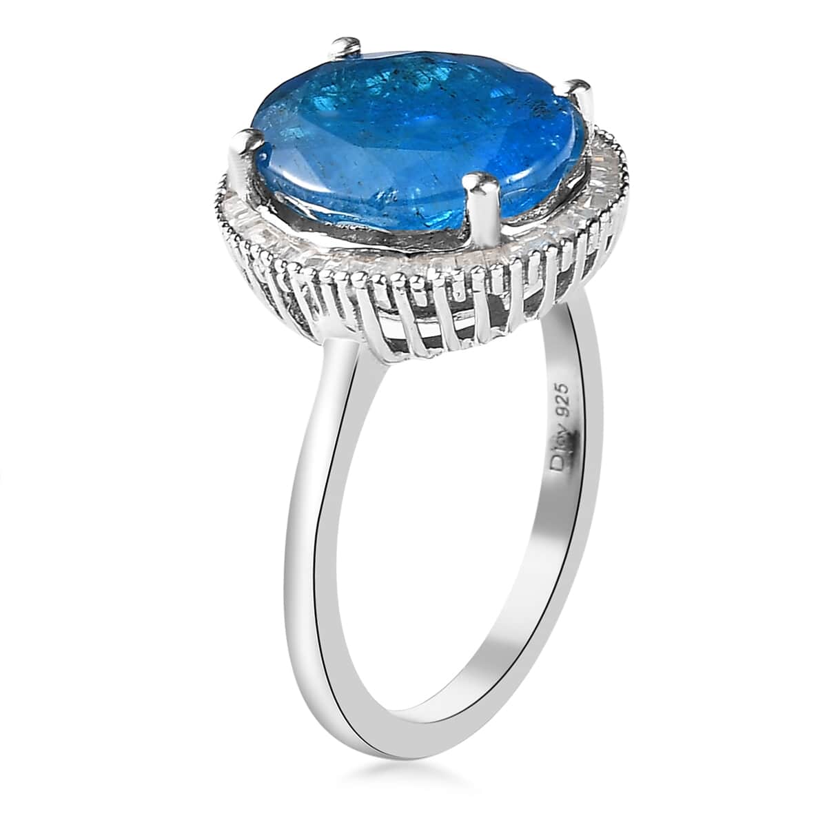 Malgache Neon Apatite and Diamond Ring in Platinum Over Sterling Silver 5.40 ctw image number 3