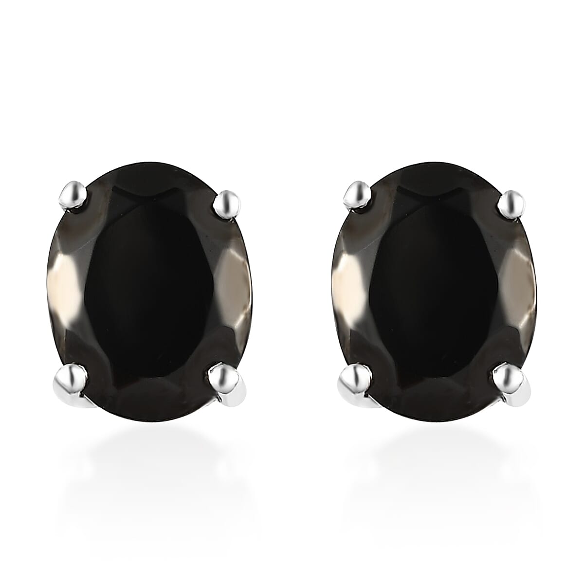 Elite Shungite Solitaire Stud Earrings in Platinum Over Sterling Silver 1.90 ctw
