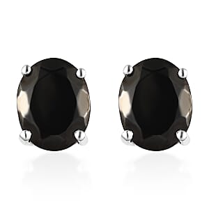 Elite Shungite Solitaire Stud Earrings in Platinum Over Sterling Silver 1.90 ctw