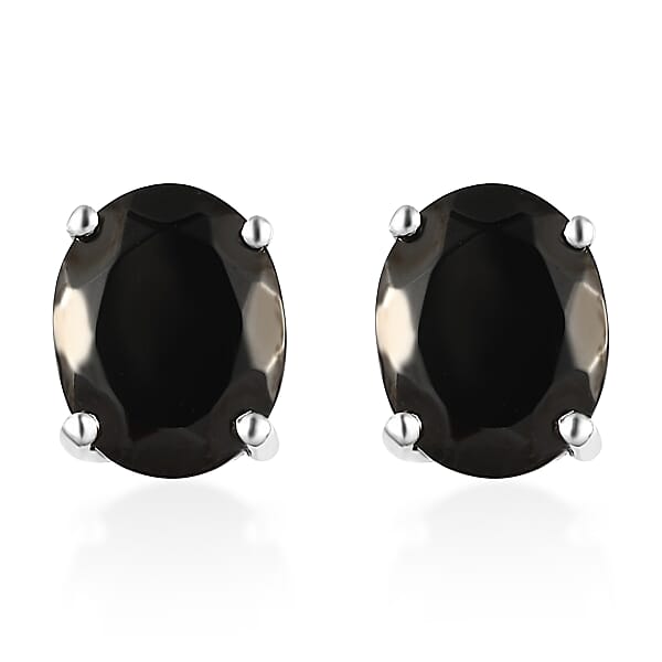 Elite Shungite Solitaire Stud Earrings in Platinum Over Sterling Silver 1.90 ctw