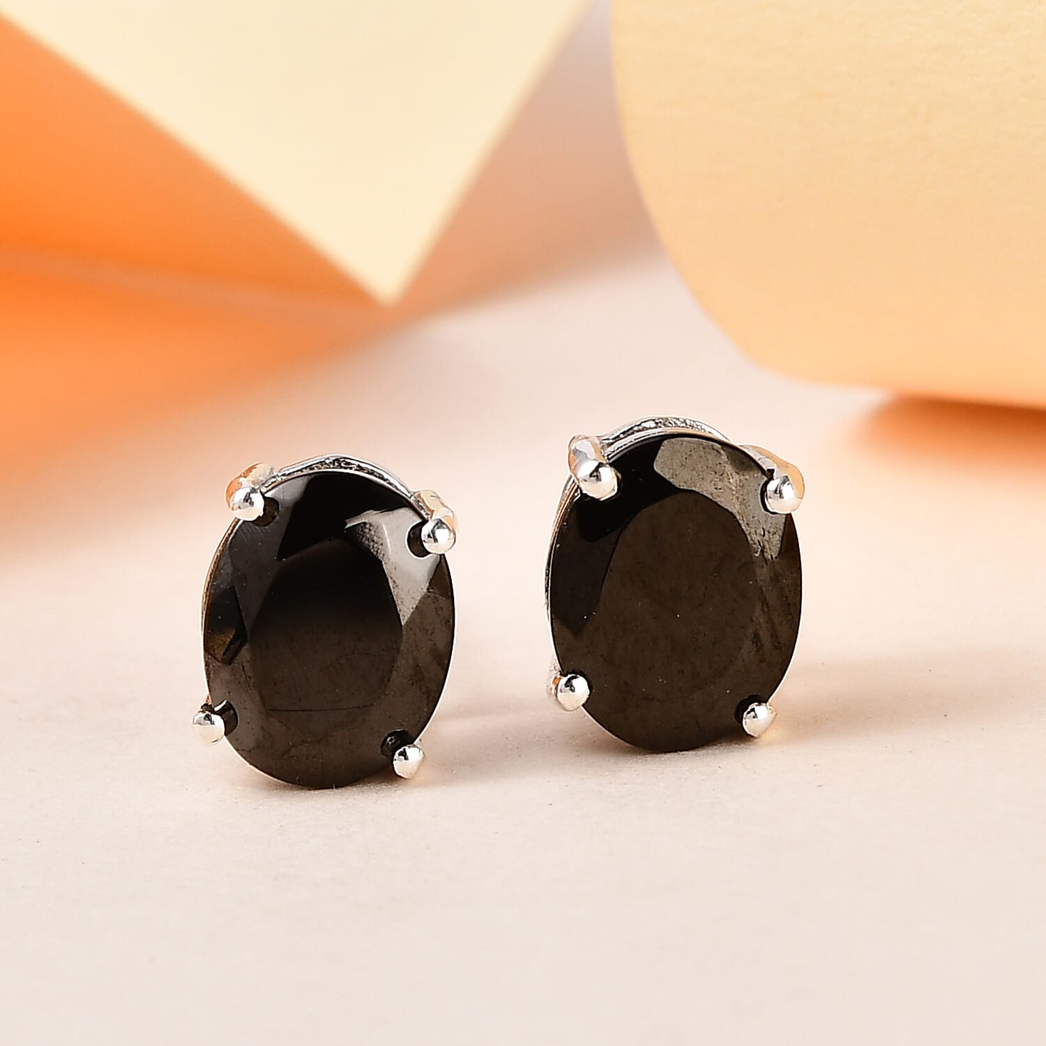 Elite Shungite Solitaire Stud Earrings in Platinum Over Sterling Silver 1.90 ctw