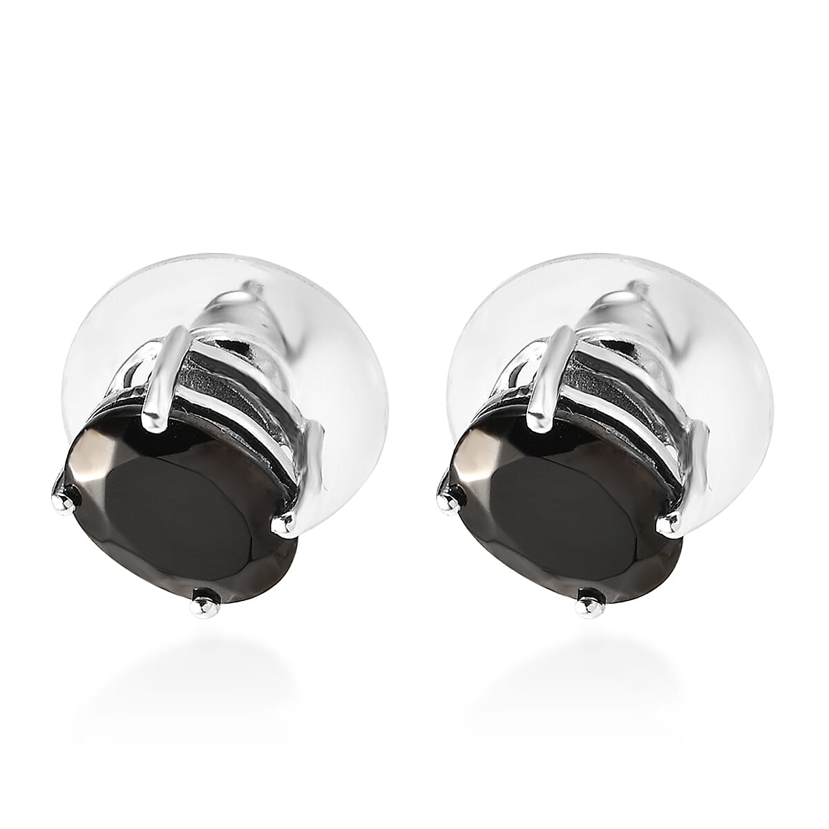 Elite Shungite Solitaire Stud Earrings in Platinum Over Sterling Silver 1.90 ctw
