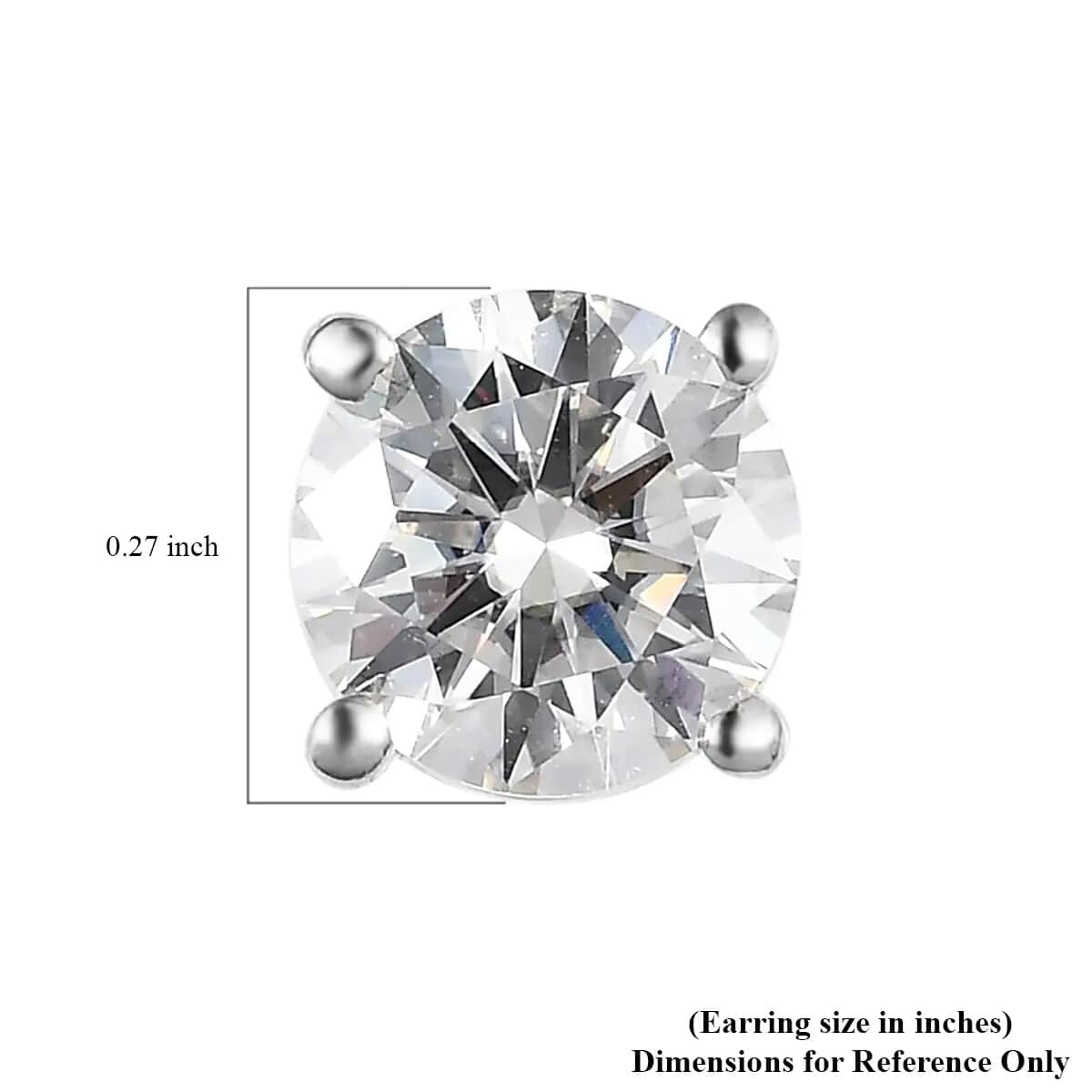 Moissanite Solitaire Stud Earrings in Platinum Over Sterling Silver 1.90 ctw image number 6