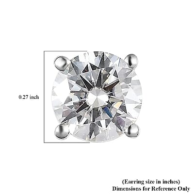 Moissanite 1.90 ctw Solitaire Stud Earrings, Moissanite Earrings, Moissanite Studs, Platinum Over Sterling Silver Earrings