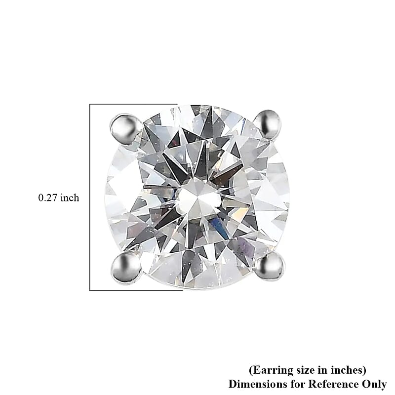 Moissanite 1.90 ctw Solitaire Stud Earrings, Moissanite Earrings, Moissanite Studs, Platinum Over Sterling Silver Earrings