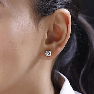 D'Joy Moissanite 1.90 ctw Solitaire Stud Earrings , Moissanite Earrings , Moissanite Studs, Vermeil Yellow Gold Over Sterling Silver Earrings