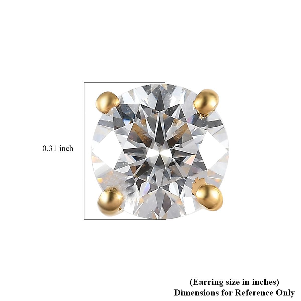 D'Joy Moissanite 1.90 ctw Solitaire Stud Earrings , Moissanite Earrings , Moissanite Studs, Vermeil Yellow Gold Over Sterling Silver Earrings