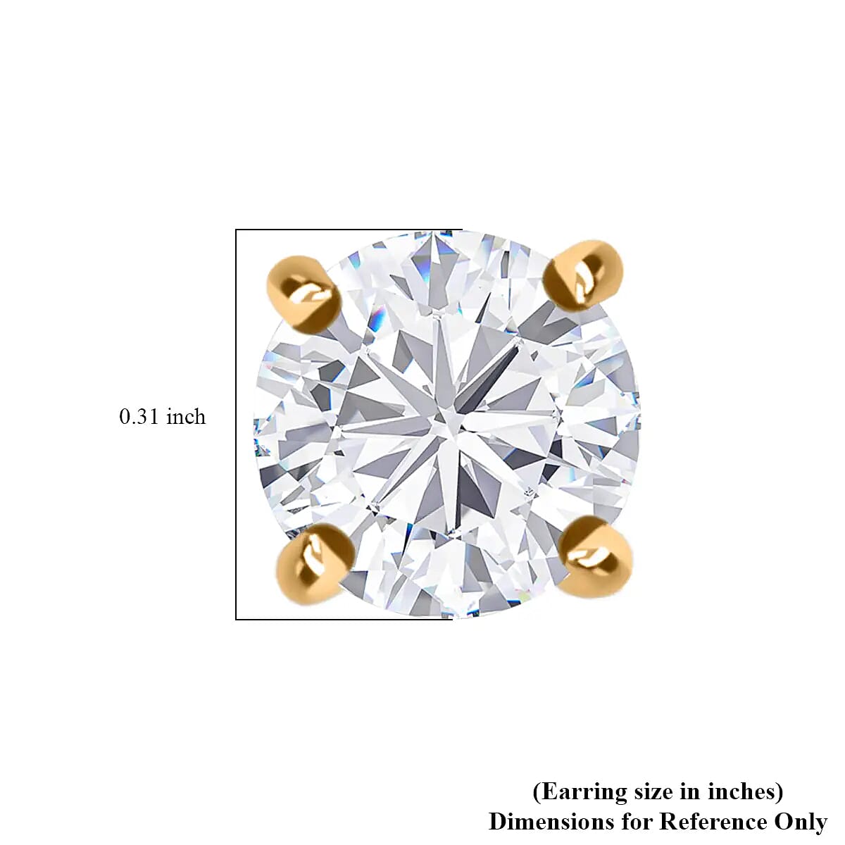 D'Joy Moissanite 1.90 ctw Solitaire Stud Earrings , Moissanite Earrings , Moissanite Studs, Vermeil Yellow Gold Over Sterling Silver Earrings