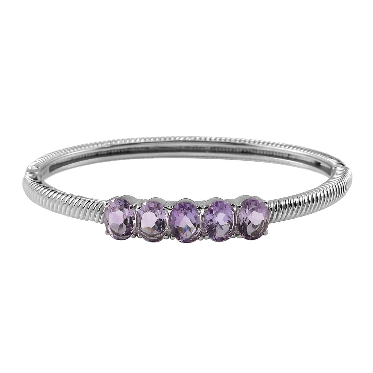 Rose De France Amethyst Bangle Bracelet in Stainless Steel (6.50 In) 9.00 ctw image number 0
