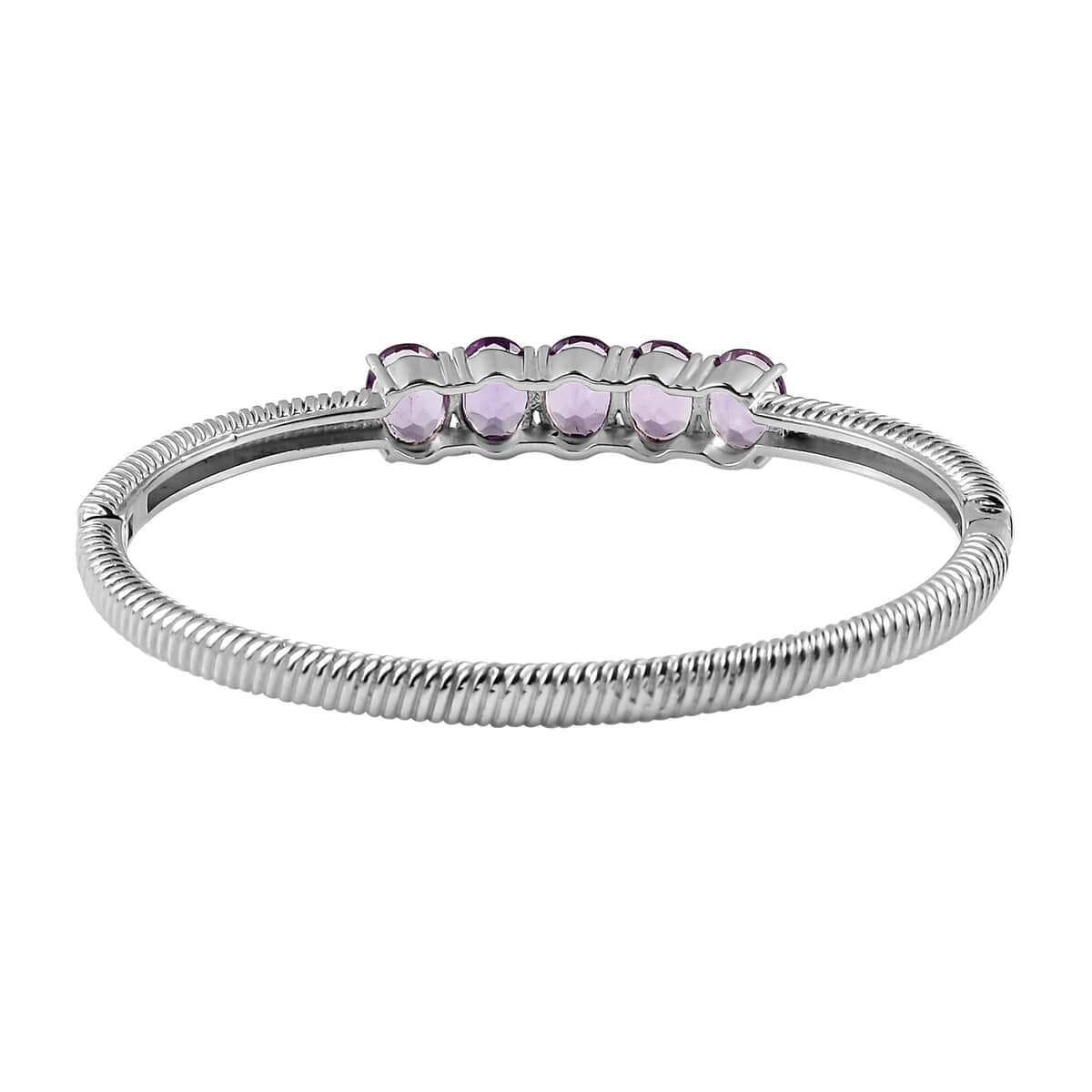 Rose De France Amethyst Bangle Bracelet in Stainless Steel (6.50 In) 9.00 ctw image number 4