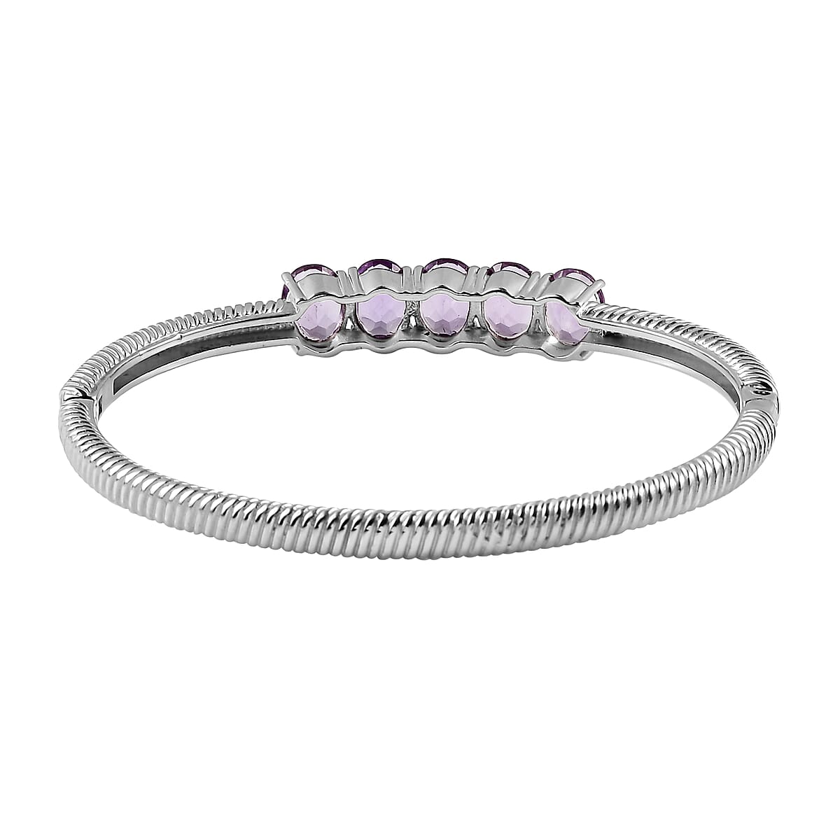 Rose De France Amethyst Bangle Bracelet in Stainless Steel (7.25 In) 9.00 ctw image number 4