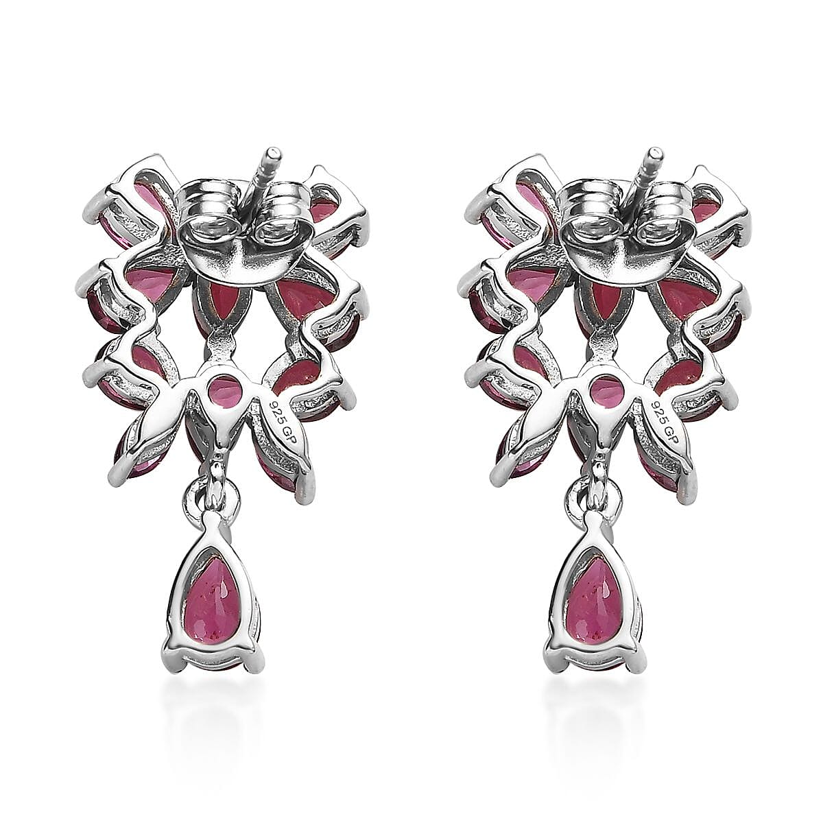 GP Italian Garden Collection Orissa Rhodolite Garnet Butterfly Earrings in Platinum Over Sterling Silver 4.65 ctw image number 3