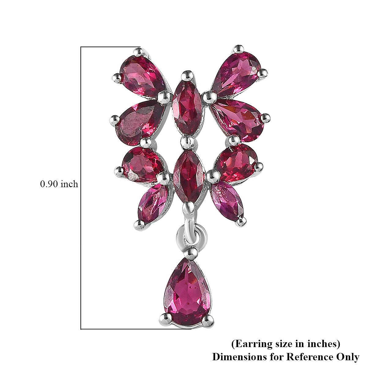 GP Italian Garden Collection Orissa Rhodolite Garnet Butterfly Earrings in Platinum Over Sterling Silver 4.65 ctw image number 4
