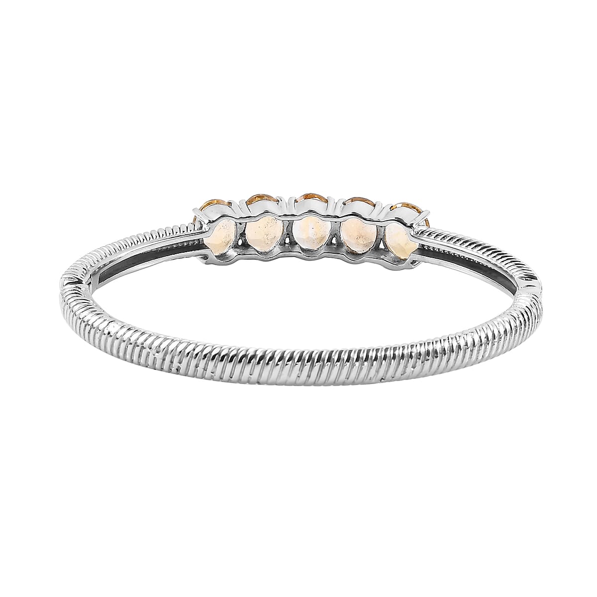 Brazilian Citrine Bangle Bracelet in Stainless Steel (8.00 In) 8.75 ctw image number 4