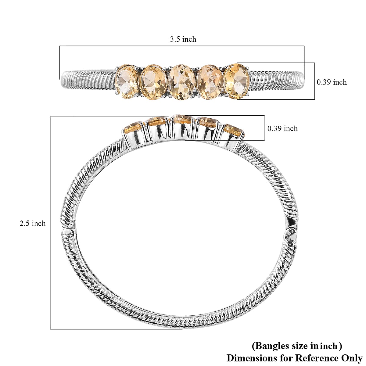 Brazilian Citrine Bangle Bracelet in Stainless Steel (8.00 In) 8.75 ctw image number 5