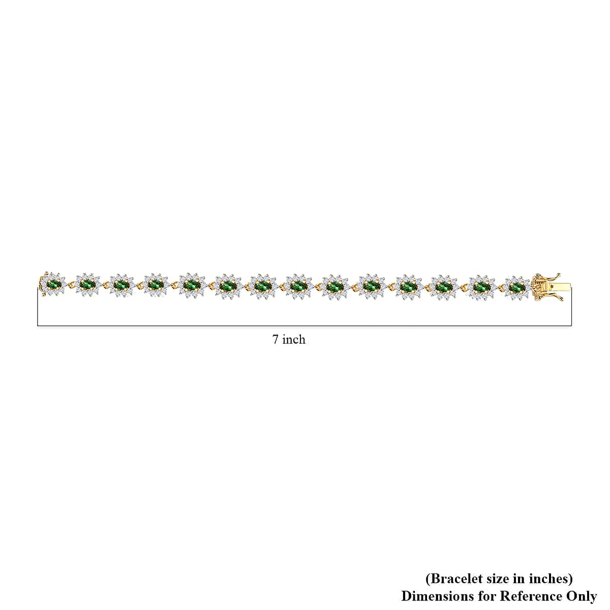 Tsavorite Garnet Sunburst and Moissanite 6.20 ctw Accent Bracelet, Garnet Bracelet, Vermeil Yellow Gold Over Sterling Silver Bracelet (6.50 In) image number 6